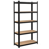 REGAŁ MAGAZYNOWY METALOWY GARAŻOWY OCYNK CZARNY PÓŁKI MDF 180x90x30 875 kg