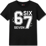 TeeRock Koszulka 67 BRAINROT SIX SEVEN Prezent Dzień Dziecka Czarna 134-146