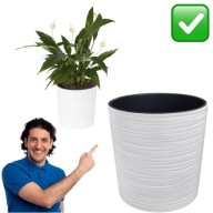 DONICZKA PLASTIKOWA DUŻA BALKONOWA BIAŁA 19cm CZARNY WKŁAD LAMELA