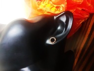 Kolczyki Różowe Złoto Czarne Cyfry Rzymskie Pastylki Stal Chirurgiczna