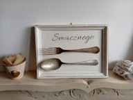 OBRAZ DESKA DEKOR STARE SZTUĆCE, SHABBY CHIC