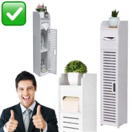 SZAFKA ŁAZIENKOWA WĄSKA STOJĄCA SŁUPEK BIAŁY Z PODAJNIKIEM NA PAPIER | DECO