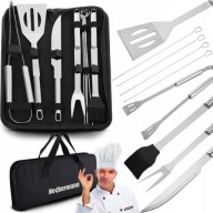 AKCESORIA DO GRILLA ZESTAW SZCZYPCE PRZYBORY ZE STALI NIERDZEWNEJ ETUI 9w1