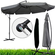 PARASOL OGRODOWY DUŻY SKŁADANY Z WYSIĘGNIKIEM FALBANĄ + POKROWIEC 350X240CM
