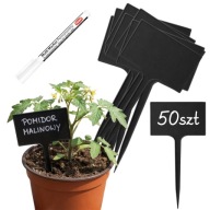 TABLICZKI ETYKIETY DO OPISYWANIA ROŚLIN ZNACZNIKI CZARNE 50szt + MARKER