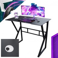 Biurko gamingowe czarne 100×60 cm | Stolik komputerowy metalowa rama |