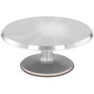 Patera obrotowa Royal Catering 30 cm na ciasta placki srebrna stalowa