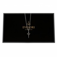 Mroczny Naszyjnik KRZYŻ Czarny Kamień STAL Goth Punk Prezent