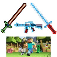 Zestaw 2x Miecz + Pistolet LED z Efektami Dźwiękowymi 3szt MINECRAFT
