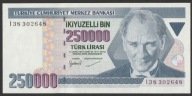 Turcja 250000 lirasi 1970 - Ataturk - stan bankowy UNC