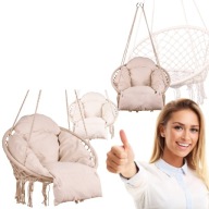 HUŚTAWKA OGRODOWA FOTEL WISZĄCY Z PODUSZKĄ BOCIANIE GNIAZDO BOHO 150KG