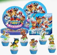 Zastawa stołowa na urodziny Talerze Obrus Serwetki Sztućce 64szt