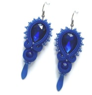 Kolczyki sutasz niebieskie kobaltow ślub wesele kryształ wieczorowe