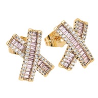 55631 Kolczyki 18K pozłacane 15/11 MM eleganckie z cyrkoniami