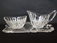 kryształowy komplet mlecznik cukiernica tacka l. 60 -te