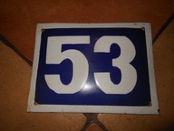 STARA EMALIOWANA TABLICZKA Z NR DOMU 53