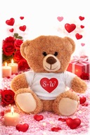 PLUSZOWY MIŚ Z WYBRANYM NADRUKIEM NA KOSZULCE PREZENT WALENTYNKI URODZINY