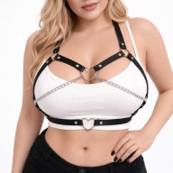Harness damski paski serce łańcuszki regulowany czarny