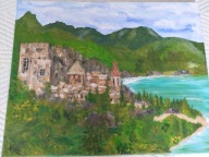 Obraz ręcznie malowany - Zamek 50 cm x 40 cm