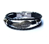 Bransoletka rockowa metal skrzydło wolnosc B052 rock vintage skora punk Rg_