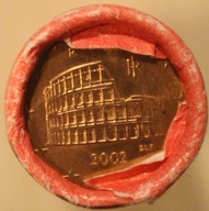 5 EURO CENT 2002 ROK WŁOCHY - ORYGINALNA ROLKA BANKOWA 50 SZTUK, RARYTAS