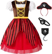 ReliBeauty Dziewczęca sukienka piracka Czerwony 2-4 lata