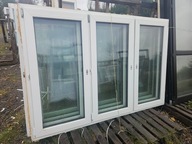 OKNA Plastikowe PCV Trzyskrzydłowe 208x141cm 4 sztuki okno mahoń/białe
