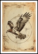 A2 PLAKAT RYSUNEK SZKIC VINTAGE RETRO PTAK ORZEŁ W LOCIE