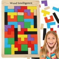 TETRIS UKŁADANKA PUZZLE DREWNIANE KLOCKI MONTESSORI DZIECKA 3D GRA LOGICZNA