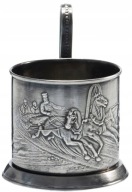 ROSJA - STARY POSREBRZANY PODSTAKANNIK ,,TROJKA