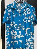 O Koszula V.H.O hawajska błękitna artystyczne kwiaty delikatny materiał