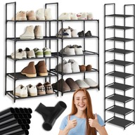 METALOWY REGAŁ SZAFKA STOJAK PÓŁKA NA BUTY WĄSKA CZARNA MODUŁOWA 10POZIOMÓW