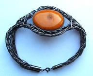 Zjawiskowa przepiękna bransoleta damska srebro 925 + bursztyn. Okazja!