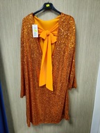 Sukienka pomarańcz cekiny, imprezowa r. Uni Plus Italy Promo % !!!