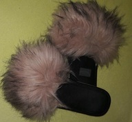 rożowe kapcie pantofle z futerkiem 39