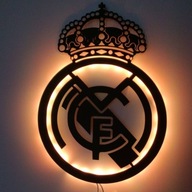 FC Real Madryt Obraz Drewniany Herb Piłkarski Prezent Lampka Nocna LED