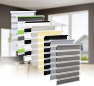 Roleta okienna dzień i noc bez wiercenia czarno biała 55x150cm