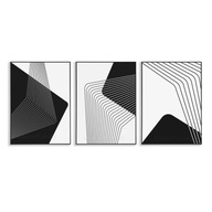 Czarno-białe Plakaty Geometryczne, Zestaw - 3x30x40cm, Do Salonu, Sypialni.