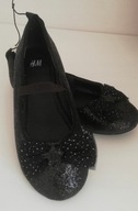 Balerinki czarne brokatowe z kokardką 30