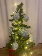 komplet srebrnych ręcznie zdobionych bombek