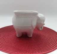 Słonik biały słoń - ładny pojemnik osłonka z ceramiki - vintage - 17cm