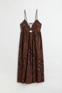 H & M sukienka midi zwierzęcy wzór print panterka plecy zebra boho