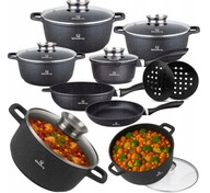 ZESTAW GARNKÓW INDUKCJA KOMPLET GARNKI GAZ PATELNIA POKRYWKI 17EL KUCHNIA