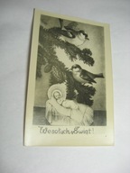 Pocztówka Wesołych Świąt czarno-biała ptaki