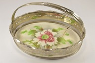 PIĘKNY STARY AŻUROWY ZDOBIONY KOSZ KWIATY CERAMIKA ZOBACZ!