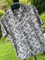 3 Koszula Jack Jones hawajska szare artystyczne kwiaty len bawełna duże S