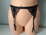 Śliczny markowy pas do pończoch czarny koronkowy H & M EUR XS