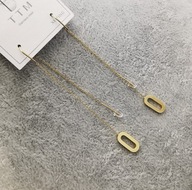 51465 Kolczyki złota stal chirurgiczna owale na łańcuszku