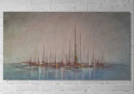 Obraz na płótnie ręcznie malowany akrylami strukruralny abstrakcja 90x50