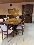 WŁOSKI stylowy Komplet Stół 8 Krzeseł KOMODA WITRYNA kredens jadalnia salon